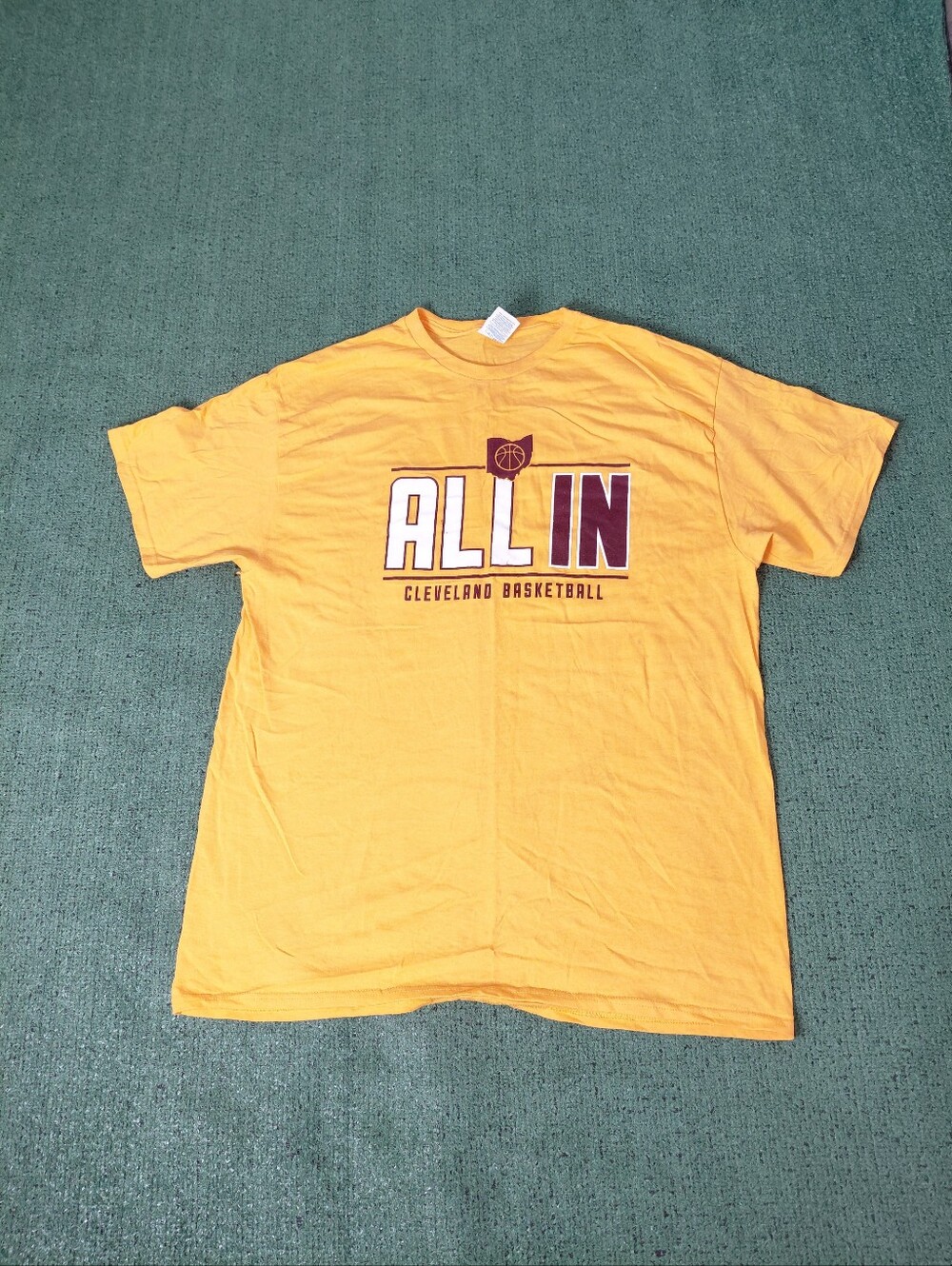 Vintage 2005 Cleveland Cavaliers "All In" Basketball NBA Sports Y2K Yellow T Shi